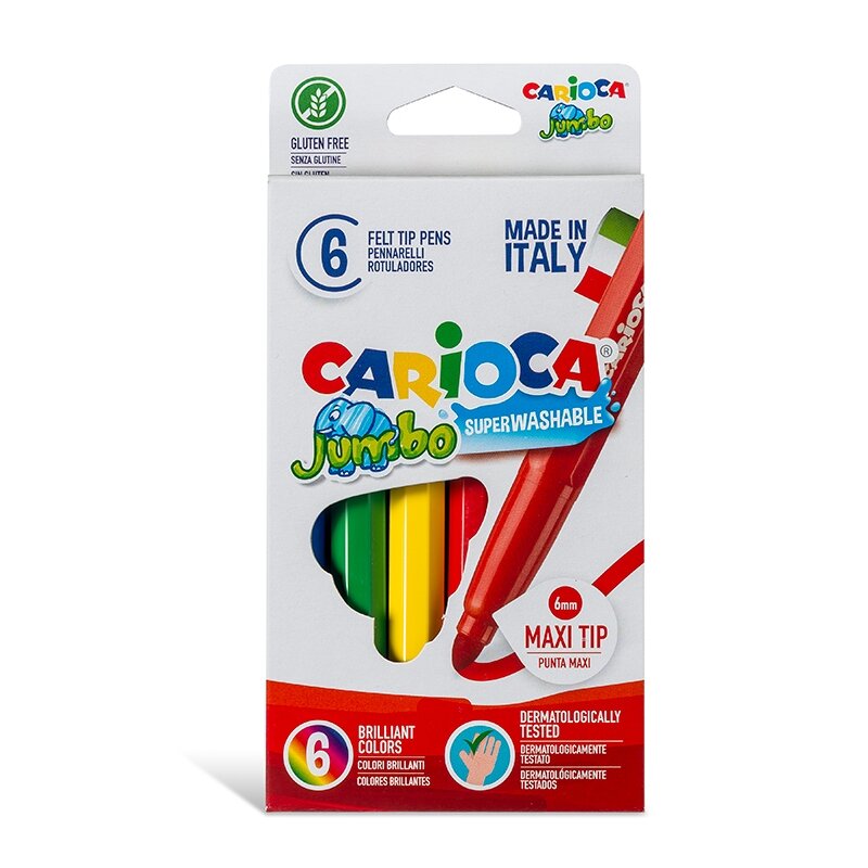 Flomasteriai CARIOCA JUMBO, 6spalvos Flomasteriai CARIOCA JUMBO, 6spalvos