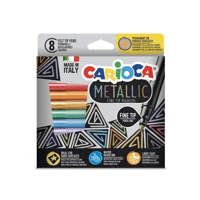 Flomasteriai CARIOCA Metallic FineMarkers, 8 vnt. Flomasteriai CARIOCA Metallic FineMarkers, 8 vnt.