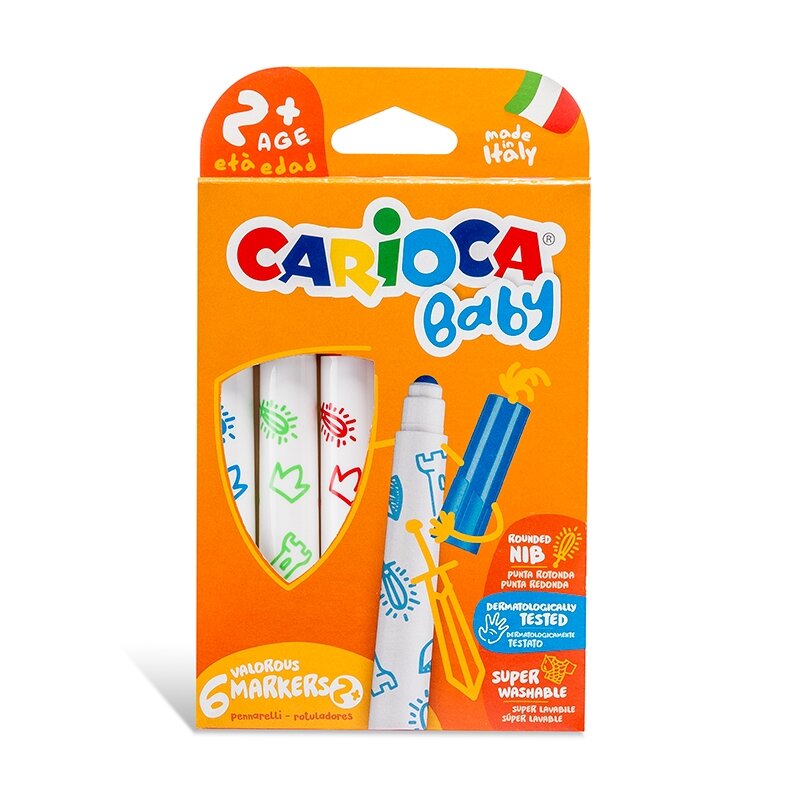 Flomasteriai mažyliams CARIOCA BABY SUPERWASHABLE, 6 spalvų Flomasteriai mažyliams CARIOCA BABY SUPERWASHABLE, 6 spalvų