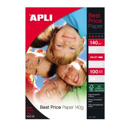 Foto popierius APLI BEST PIRCE, A4, 140 g/m2, 100 lapų Foto popierius APLI BEST PIRCE, A4, 140 g/m2, 100 lapų