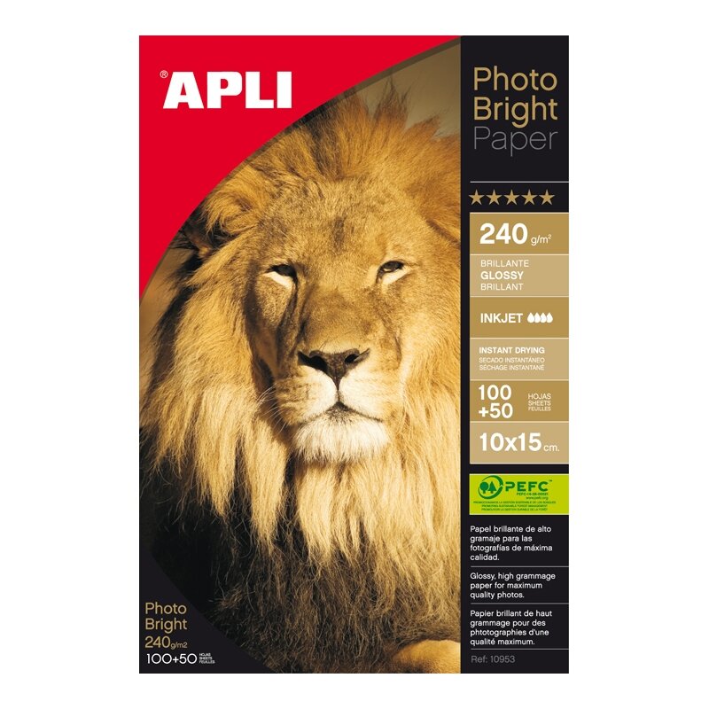 Foto popierius APLI BRIGHT PRO, 10 x 15 cm, 240 g/m2, 150 lapų Foto popierius APLI BRIGHT PRO, 10 x 15 cm, 240 g/m2, 150 lapų