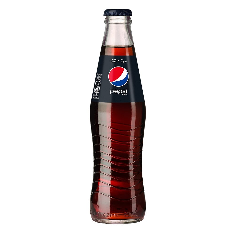 Gazuotas gėrimas PEPSI MAX, 0,2 l, stiklas Gazuotas gėrimas PEPSI MAX, 0,2 l, stiklas