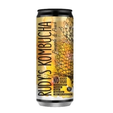 Gaivusis arbatos gėrimas RUDY'S Kombucha, ananasų ir persikų skonio, 0,33 l, skardinė Gaivusis arbatos gėrimas RUDY'S Kombucha, ananasų ir persikų skonio, 0,33 l, skardinė