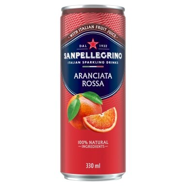 Gaivusis gazuotas gėrimas SAN PELLEGRINO Aranciata Rossa, 0.33l, skardinė, D Gaivusis gazuotas gėrimas SAN PELLEGRINO Aranciata Rossa, 0.33l, skardinė, D