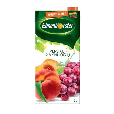 Gaivusis sulčių gėrimas ELMENHORSTER, persikų ir vynuogių, be konservantų, 20%, 2l Gaivusis sulčių gėrimas ELMENHORSTER, persikų ir vynuogių, be konservantų, 20%, 2l