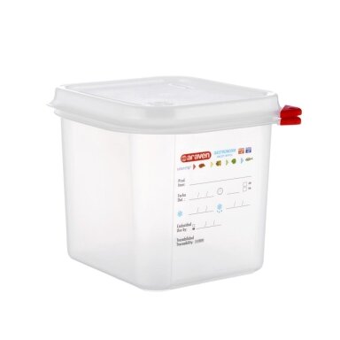 Gastro talpa AIRTIGHT GN1/6, su dangčiu, PP, 2,6 l, H 15 cm, vnt