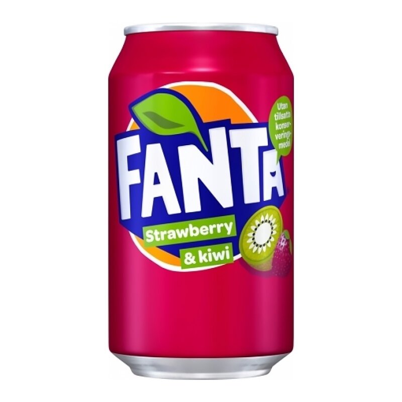 Gaivusis gėrimas FANTA Strawberry & Kiwi, gazuotas, 0, 33 l, skardinė, D Gaivusis gėrimas FANTA Strawberry & Kiwi, gazuotas, 0, 33 l, skardinė, D