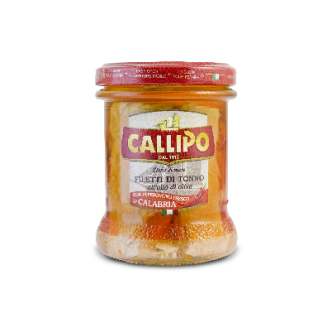 Gelsvauodegio tuno filė, CALLIPO, su aitriosiomis paprikomis, alyvuogių aliejuje 170g