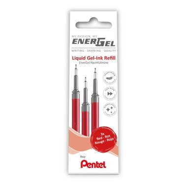Gelinės šerdelės PENTEL Energel F, 3 vnt., raudonos sp.