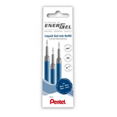 Gelinės šerdelės PENTEL Energel F, 3 vnt., mėlynos sp.