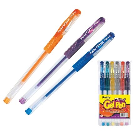 Gelinis rašiklis PATIO GLITTER su blizgučiais, 6 spalvų rinkinys Gelinis rašiklis PATIO GLITTER su blizgučiais, 6 spalvų rinkinys