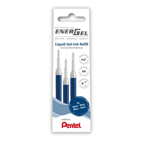 Gelinės šerdelės PENTEL Energel M, 3 vnt., mėlynos sp. Gelinės šerdelės PENTEL Energel M, 3 vnt., mėlynos sp.