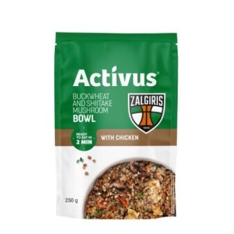 Grikiai ACTIVUS&ŽALGIRIS su vištiena ir šitakių grybais, maišelyje,250g Grikiai ACTIVUS&ŽALGIRIS su vištiena ir šitakių grybais, maišelyje,250g