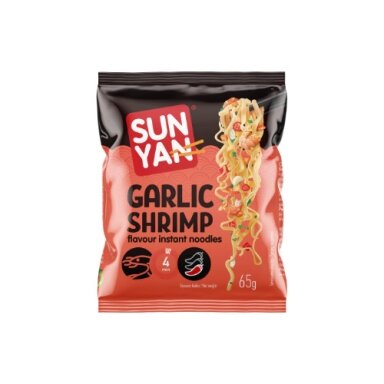 Greitai paruošiami makaronai SUN YAN česnakinės krevetės skonio pakelyje, 65g Greitai paruošiami makaronai SUN YAN česnakinės krevetės skonio pakelyje, 65g