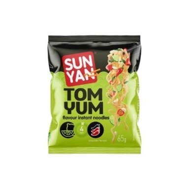 Greitai paruošiami makaronai SUN YAN Tom Yum skonio pakelyje, 65g Greitai paruošiami makaronai SUN YAN Tom Yum skonio pakelyje, 65g