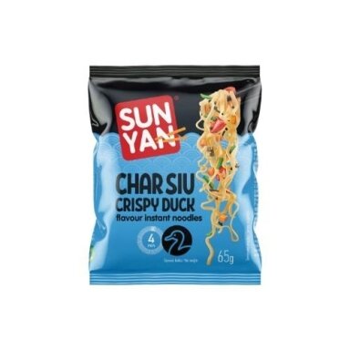 Greitai paruošiami makaronai SUN YAN traškios antienos Char Siu skonio pakelyje, 65g Greitai paruošiami makaronai SUN YAN traškios antienos Char Siu skonio pakelyje, 65g