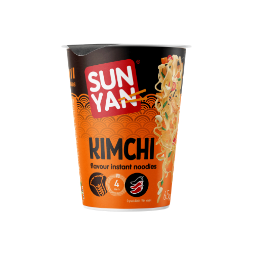 Greitai paruošiami makaronai SUN YAN Kimchi skonio, indelyje, 65g
