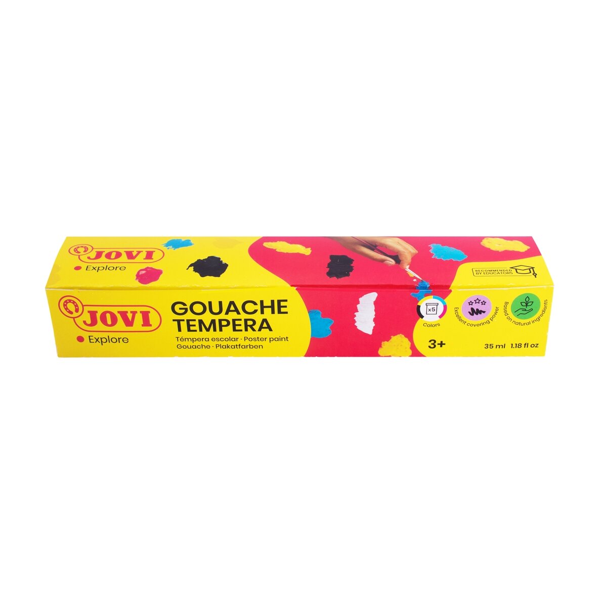 Guašas JOVI TEMPERA, 35ml, 5 spalvų rinkinys su teptuku Guašas JOVI TEMPERA, 35ml, 5 spalvų rinkinys su teptuku