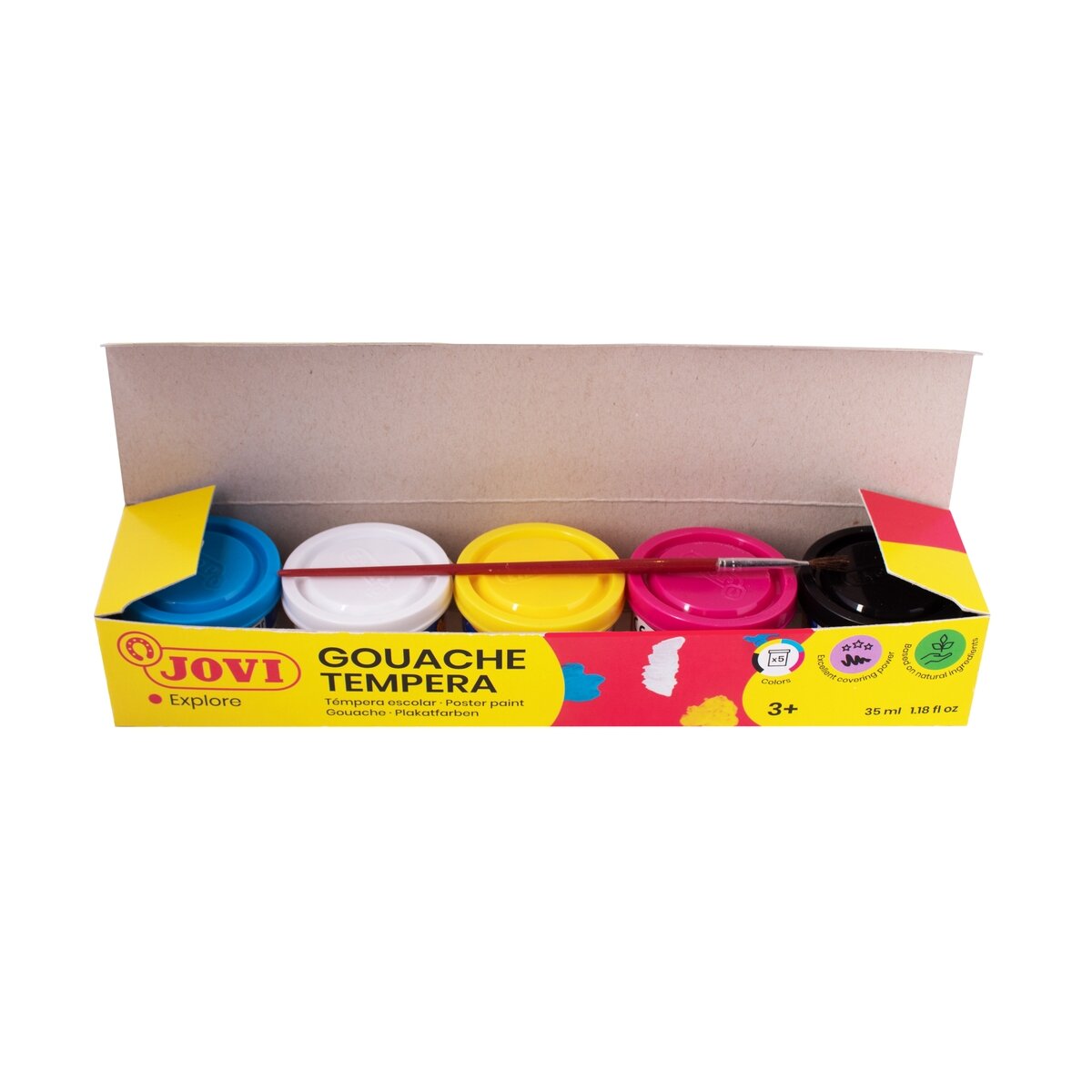 Guašas JOVI TEMPERA, 35ml, 5 spalvų rinkinys su teptuku 2 Guašas JOVI TEMPERA, 35ml, 5 spalvų rinkinys su teptuku 2