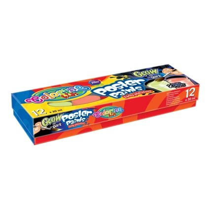 Guašas Colorino Kids, 12 spalvų (2 šviečiančios tamsoje spalvos), 20 ml Guašas Colorino Kids, 12 spalvų (2 šviečiančios tamsoje spalvos), 20 ml