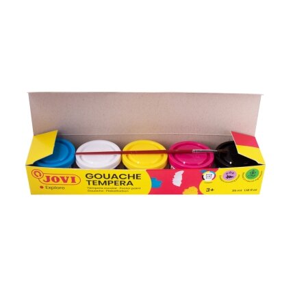 Guašas JOVI TEMPERA, 35ml, 5 spalvų rinkinys su teptuku 2 Guašas JOVI TEMPERA, 35ml, 5 spalvų rinkinys su teptuku 2