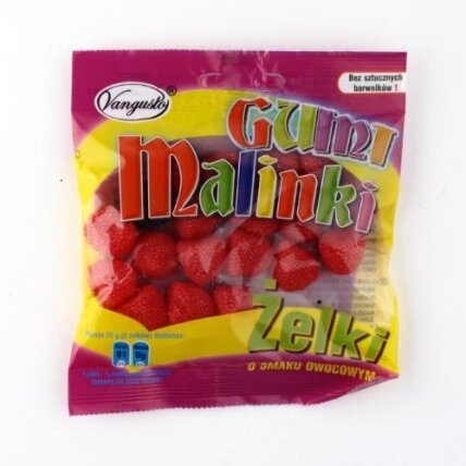 Guminukai AVIETĖLĖS, 80 g Guminukai AVIETĖLĖS, 80 g
