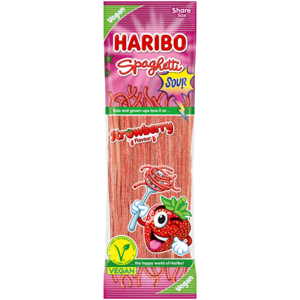 Guminukai HARIBO, Spaghetti, Strawberry sour, 200 g Guminukai HARIBO, Spaghetti, Strawberry sour, 200 g
