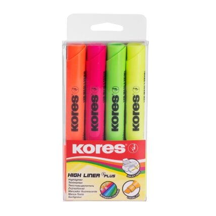 HIGH LINER PLUS, komplektas, mišrios spalvos, plastikiniame dėkle - 4 vnt. (geltona, rožinė, oranžin HIGH LINER PLUS, komplektas, mišrios spalvos, plastikiniame dėkle - 4 vnt. (geltona, rožinė, oranžin
