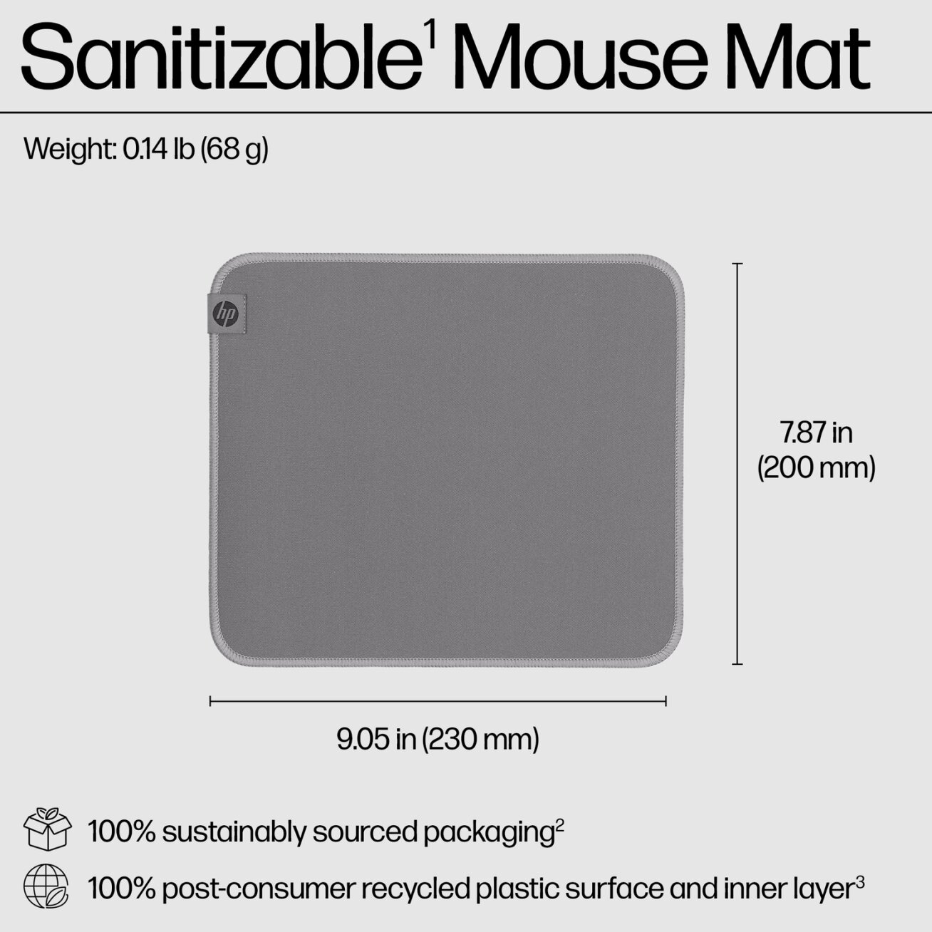 HP 105 Mouse Pad - Anti-Slip, Sanitizable, Spill-resistant - Grey 3