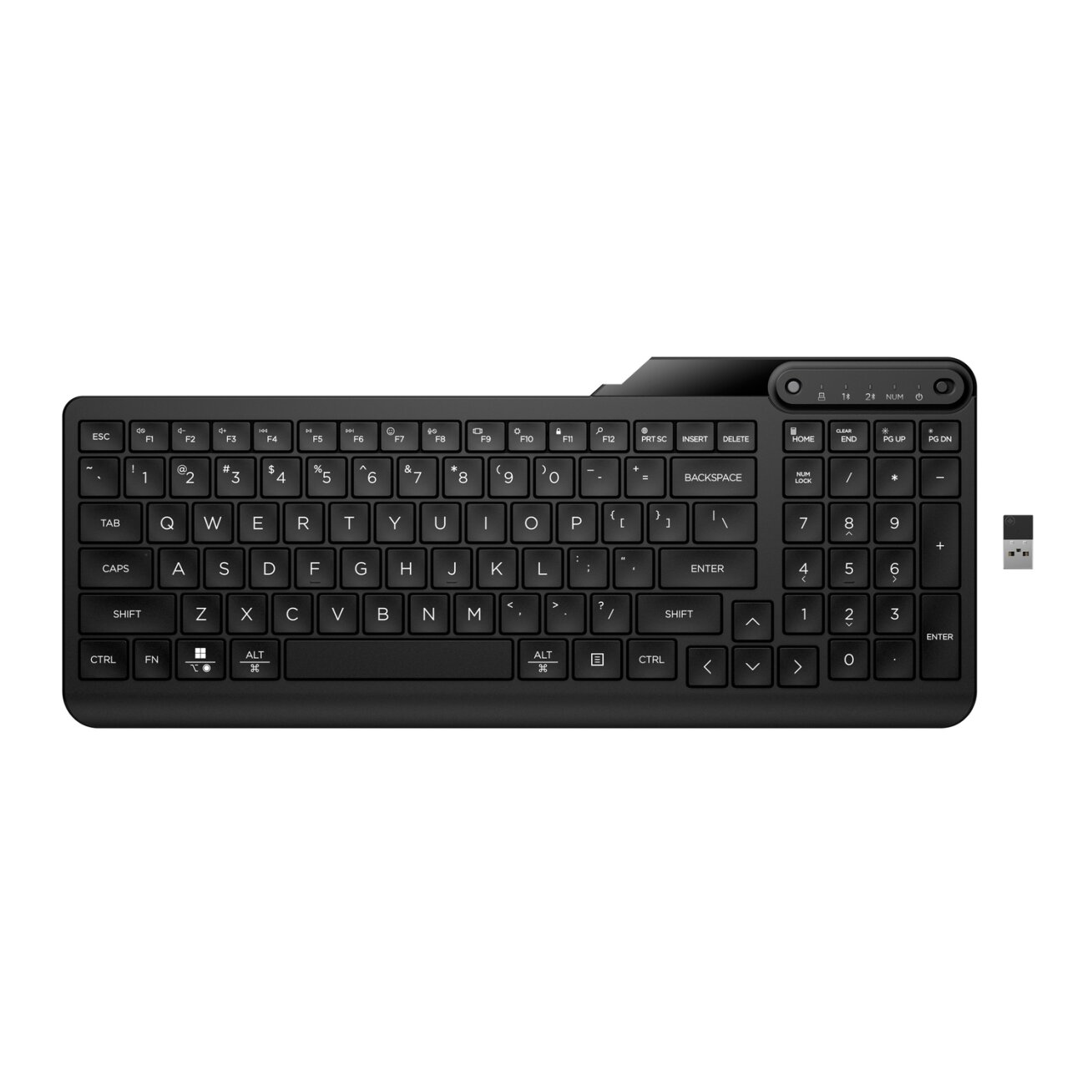 HP 475 Wireless Silent Keyboard - Dual-Mode, Spill-resistant, Sanitizable, Programmable - Black - US ENG
