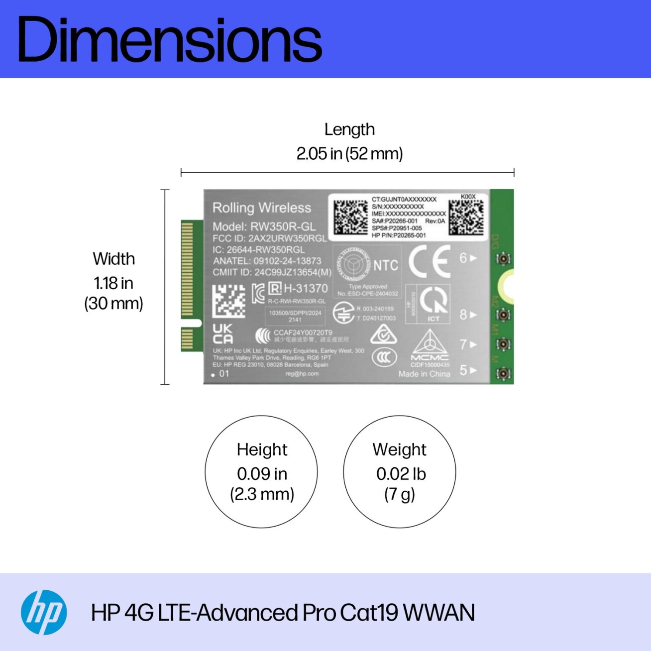 HP 4G LTE Modem m.2 WWAN Cat 19 Mobile Broadband Cellular (compatible with WWAN-ready EliteBook 8 X - G1i G1a - 13 14 16, Flip, ZBook 8 X Fury - G1i G1a - 14 16 18) 1 HP 4G LTE Modem m.2 WWAN Cat 19 Mobile Broadband Cellular (compatible with WWAN-ready EliteBook 8 X - G1i G1a - 13 14 16, Flip, ZBook 8 X Fury - G1i G1a - 14 16 18) 1
