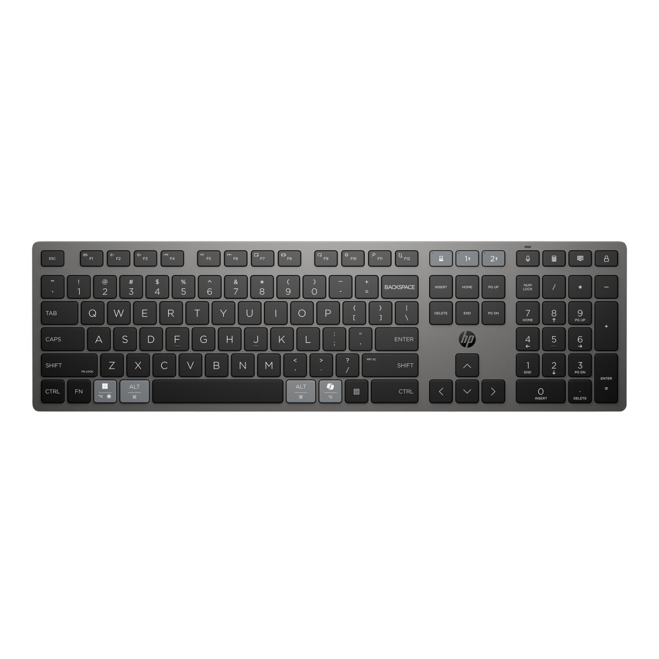HP 725 Wireless Keyboard - Multi-Device, Dual-Mode, Programmable, Rechargeable - Nightfall Black, spill resistant - ENG