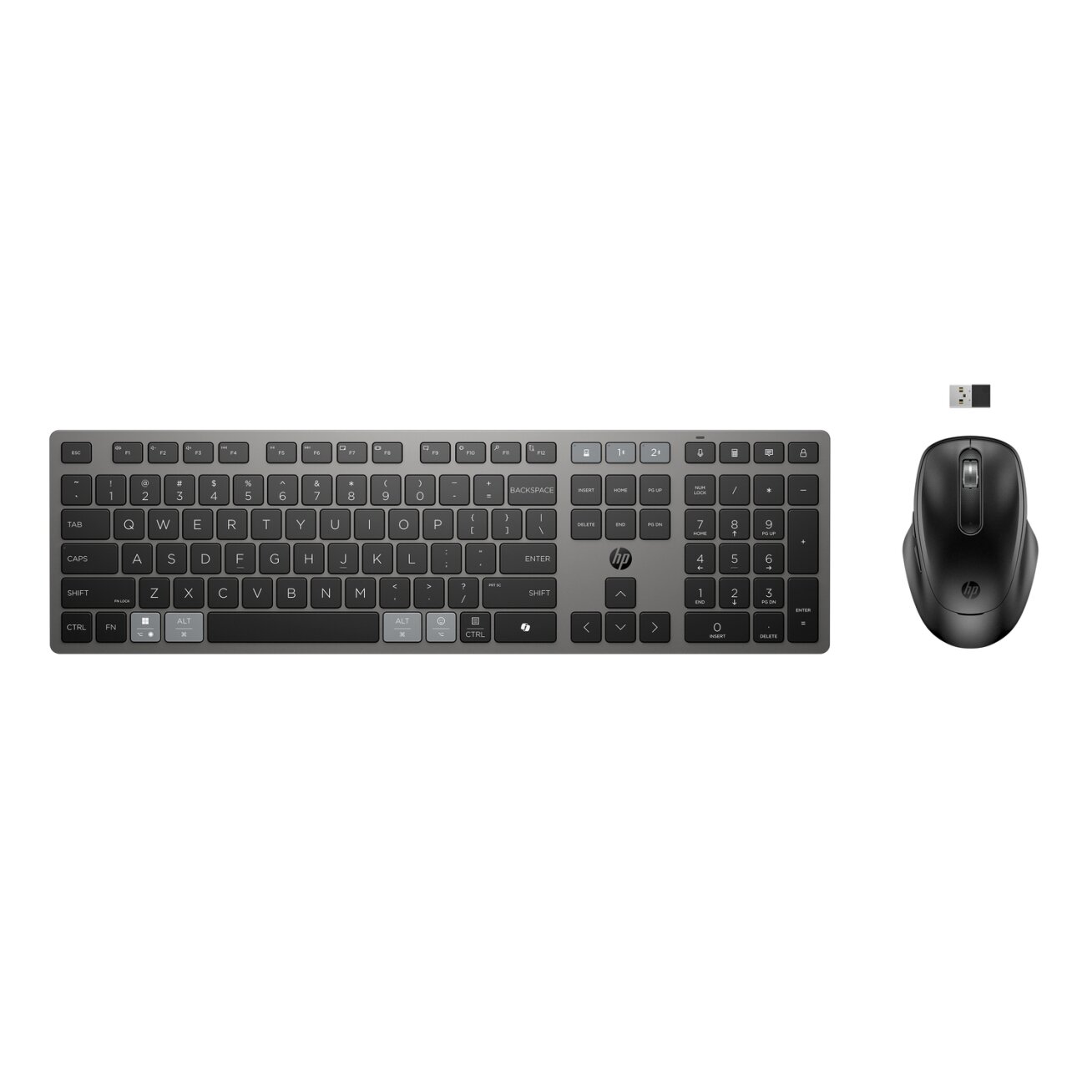 HP 725 Wireless Mouse Keyboard Combo - Multi-Device, Dual-Mode, Programmable, Rechargeable, 4000 dpi, spill resistant - Nightfall Black - ENG