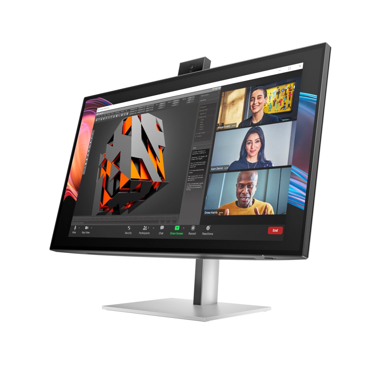 HP 727pm Series 7 Pro 4K Conferencing Monitor - 27" 3840x2160 UHD 400-nit 60Hz AG, IPS Black HDR 400, USB-C(100W/15W)/HDMI/DisplayPort Daisy-Chain, 5x USB-A, speakers, 5MP webcam, RJ-45 LAN, height adjustable/tilt/swivel/pivot, 3 years 3