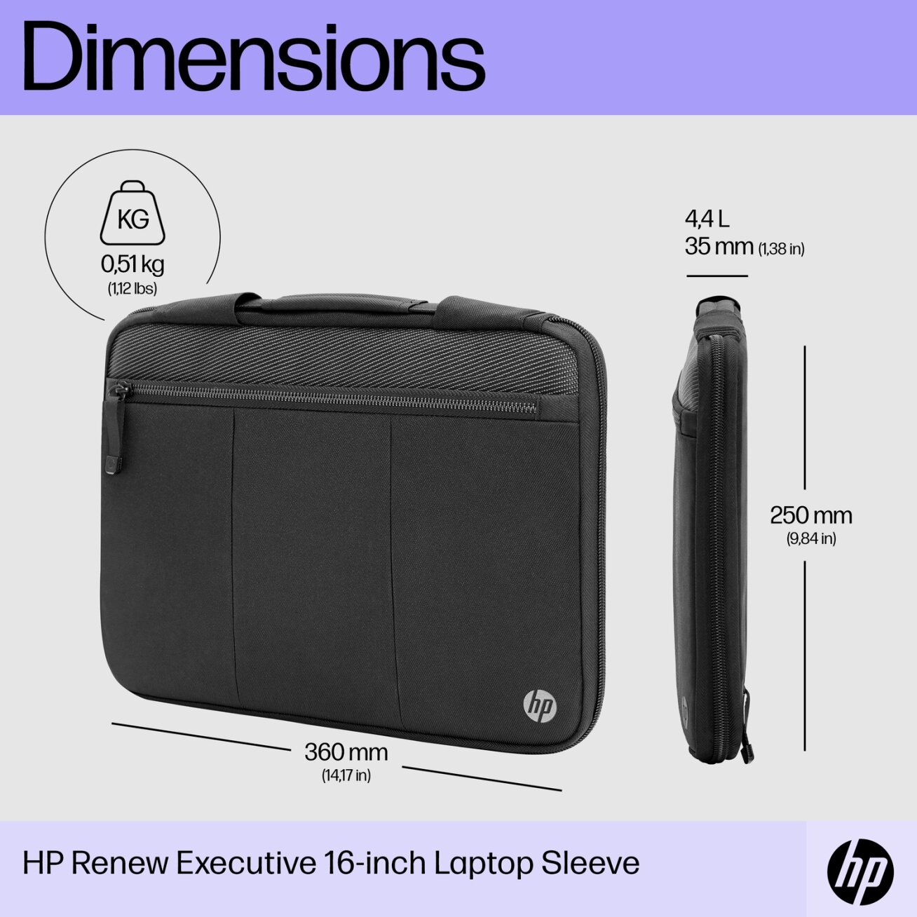 HP Executive 14 Laptop Sleeve, Water Resistant, Bluetooth tracker Pocket - Black, Grey 2 HP Executive 14 Laptop Sleeve, Water Resistant, Bluetooth tracker Pocket - Black, Grey 2