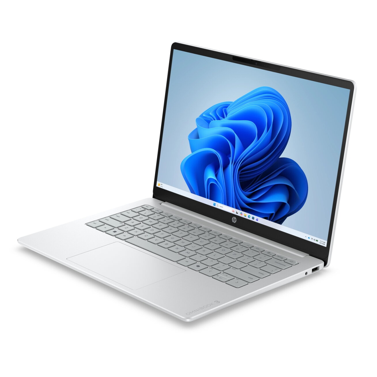 HP OmniBook 3 14-hu0009nyx - Core 5 120U, 16GB DDR5, 1TB, 14.0 2K (1920x1200) OLED Brightview Low Blue Light 300 nits, Glacier Silver FF - 1080p TNR, Not Included 45W AC Adapter, Win 11 Home, 1 years 2