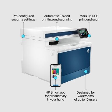 HP Color LaserJet Pro MFP 4302fdn All-in-One Printer - A4 Color Laser, Print/Copy/Dual-Side Scan, Auto-Duplex, Automatic Document Feeder, LAN, Fax, 33ppm, 750-4000 pages per month (replaces M479fdn) HP Color LaserJet Pro MFP 4302fdn All-in-One Printer - A4 Color Laser, Print/Copy/Dual-Side Scan, Auto-Duplex, Automatic Document Feeder, LAN, Fax, 33ppm, 750-4000 pages per month (replaces M479fdn)