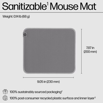 HP 105 Mouse Pad - Anti-Slip, Sanitizable, Spill-resistant - Grey 3