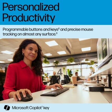 HP 725 Wireless Mouse Keyboard Combo - Multi-Device, Dual-Mode, Programmable, Rechargeable, 4000 dpi, spill resistant - Nightfall Black - ENG 3 HP 725 Wireless Mouse Keyboard Combo - Multi-Device, Dual-Mode, Programmable, Rechargeable, 4000 dpi, spill resistant - Nightfall Black - ENG 3