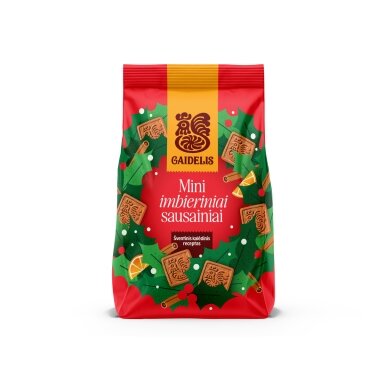 Imbieriniai mini sausainiai GAIDELIS, apelsinų skonio 380 g