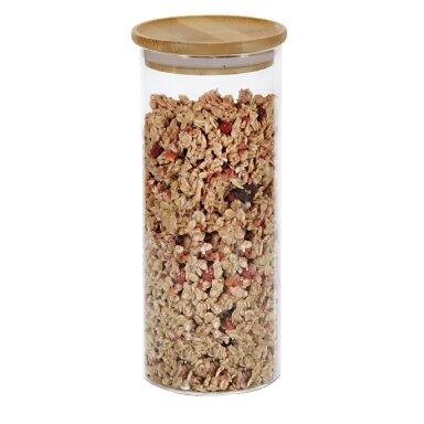 Indas biriems produktams, stiklas/bambukas, 1,2 l, D 10 cm, H 20 cm, vnt Indas biriems produktams, stiklas/bambukas, 1,2 l, D 10 cm, H 20 cm, vnt