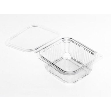 Indelis salotoms, kvadratinis, su dangteliu, PET, 12,5 x 14 x H 5,5 cm, 500 ml, 100 vnt. Indelis salotoms, kvadratinis, su dangteliu, PET, 12,5 x 14 x H 5,5 cm, 500 ml, 100 vnt.