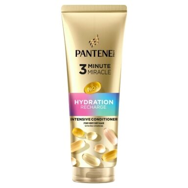 Intensyvus plaukų kondicionierius PANTENE Hydration Recharge Active Nutri-Plex, 3 minutes miracles, Intensyvus plaukų kondicionierius PANTENE Hydration Recharge Active Nutri-Plex, 3 minutes miracles,