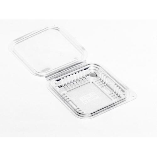Indelis salotoms, kvadratinis, su dangteliu, PET, 11,5 x 12,5 x H 2,5 cm,150 ml, 100 vnt.