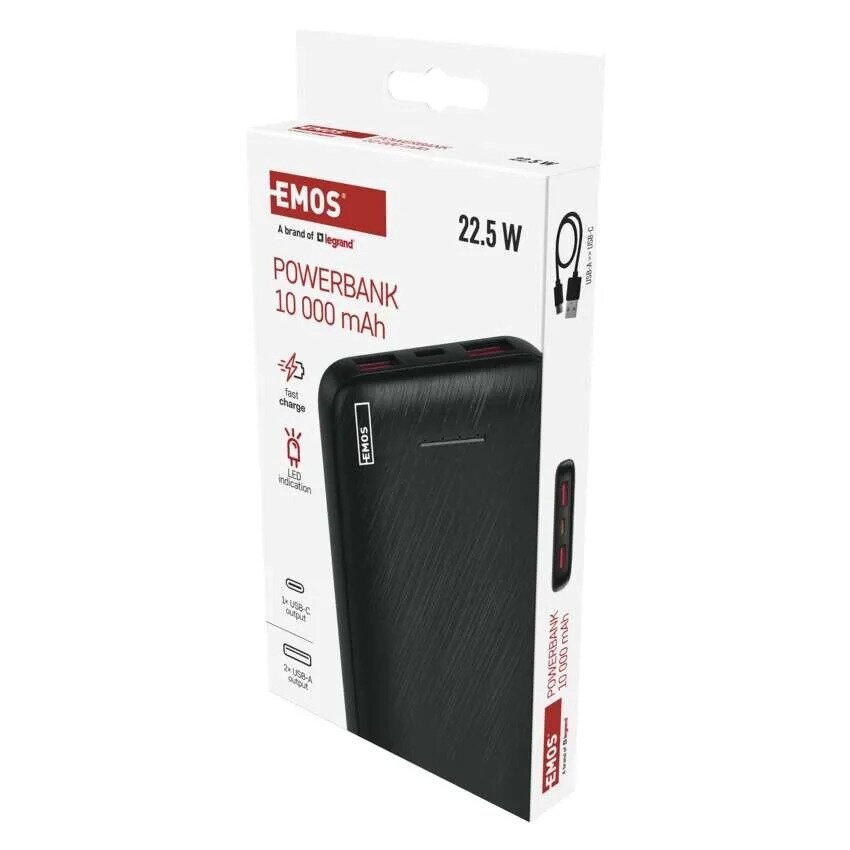 Išorinė baterija EMOS AlphaQ3, 10 000 mAh 22.5 W, juoda 3