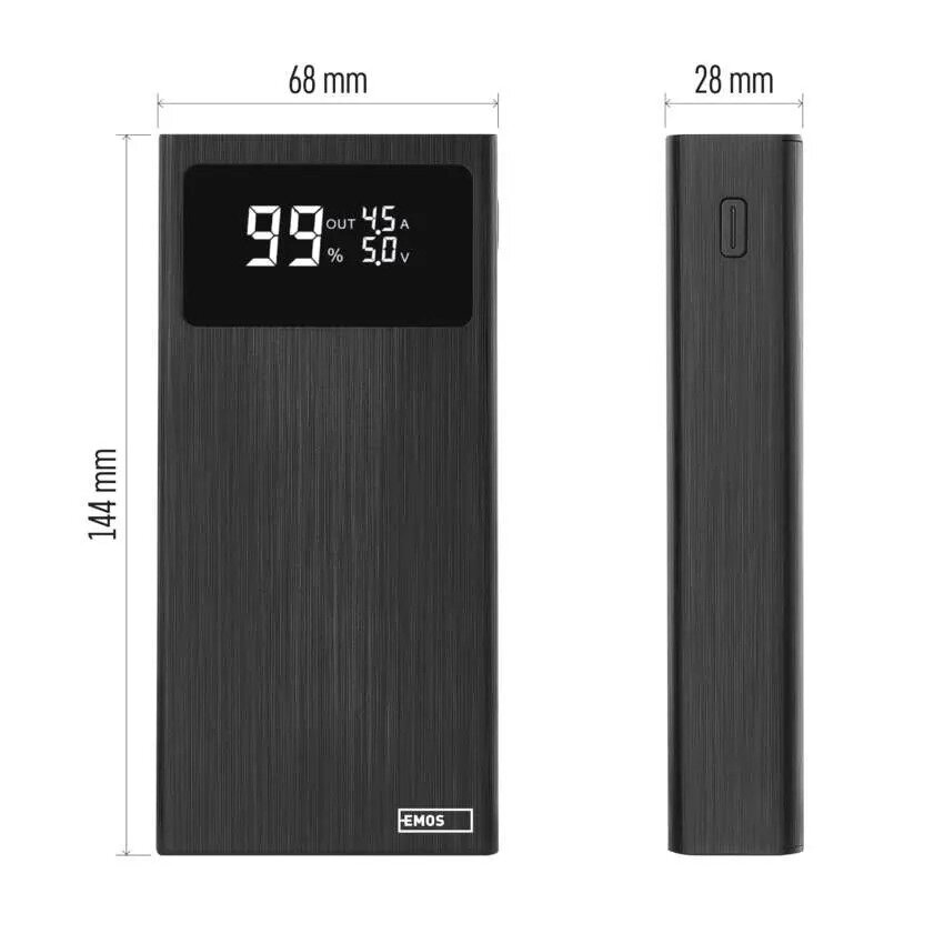 Išorinė baterija EMOS BETAQ 20, 20 000 mAh 22.5 W, juoda 1