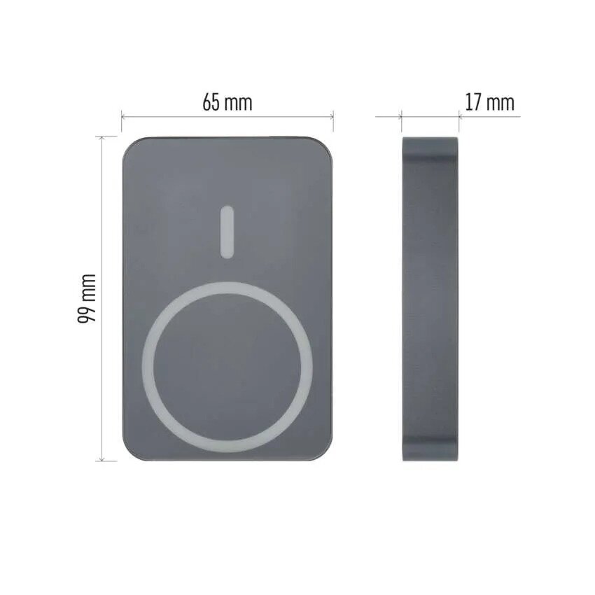 Išorinė baterija EMOS WI 1046, 10 000 mAh 20 W, belaidis įkrovimas, pilka 1