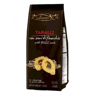 Itališkas pikantiškas užkandis LAURIERI TARALLI su pankolio sėklomis, 200 g