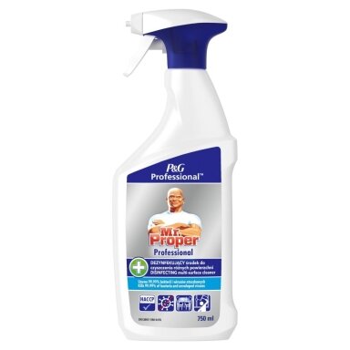 Įvairių paviršių valiklis ir dezinfekantas Mr. PROPER PROFESSIONAL, 750ml Įvairių paviršių valiklis ir dezinfekantas Mr. PROPER PROFESSIONAL, 750ml