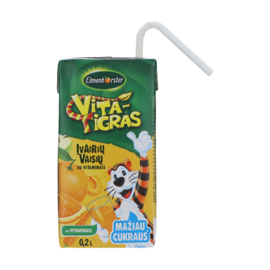 Įvairių vaisių sulčių gėrimas ELMENHORSTER Vita Tigras, su vit. 0,2 l